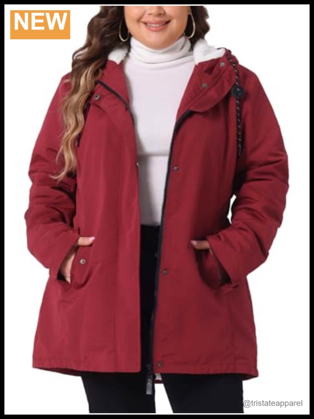 Plus Size Faux Fur Hooded Coat Women's Winter Jacket Faux Lamb Fur Leather